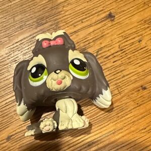 Littlest pet shop Lhasa apso. Adorable Brown and White Pet Figurine